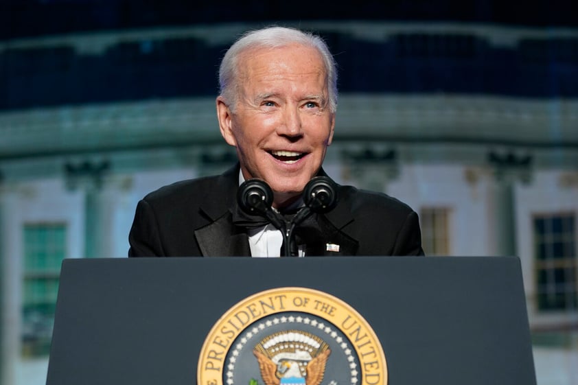 President Joe Biden speaks at the annual White House Correspondents' Association dinner, Saturday, April 30, 2022, in Washington. (AP Photo/Patrick Semansky)