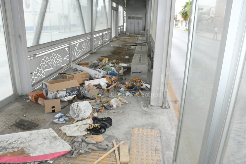 Las paradas del Bus Laguna se encuentran abandonadas.