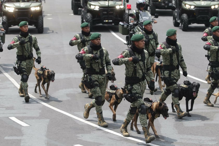 Más de 14 mil soldados desfilaron este sábado por el centro de la Ciudad de México, en conmemoración del aniversario del inicio de la lucha por la Independencia de México.