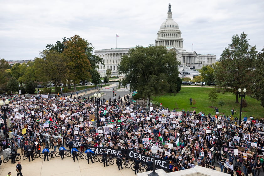 Manifestantes en Capitolio de Estados Unidos piden cese al fuego en Gaza