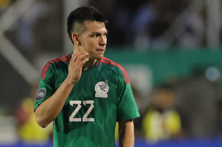 AMDEP3359. TEGUCIGALPA (HONDURAS), 17/11/2023.- Hirving Lozano de México reacciona al final de un partido de la Liga de Naciones de la Concacaf entre Honduras y México hoy, en el estadio Chelato Uclés enTegucigalpa (Honduras). EFE/ Gustavo Amador