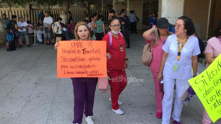 Por falta de aire acondicionado, personal de clínica 71 del IMSS bloquea bulevar Revolución