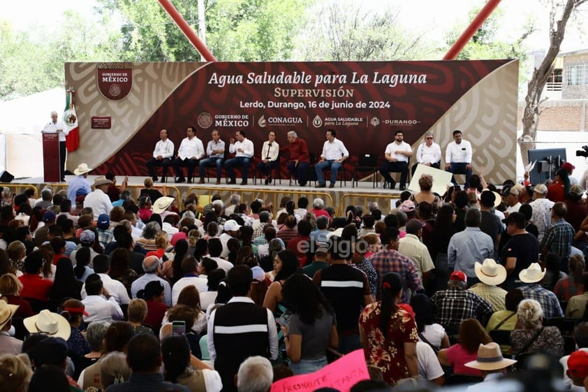 López Obrador, Sheinbaum y gobernadores de Coahuila y Durango supervisan Agua Saludable