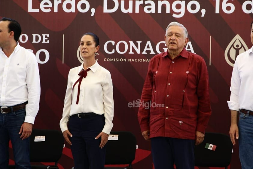 López Obrador, Sheinbaum y gobernadores de Coahuila y Durango supervisan Agua Saludable