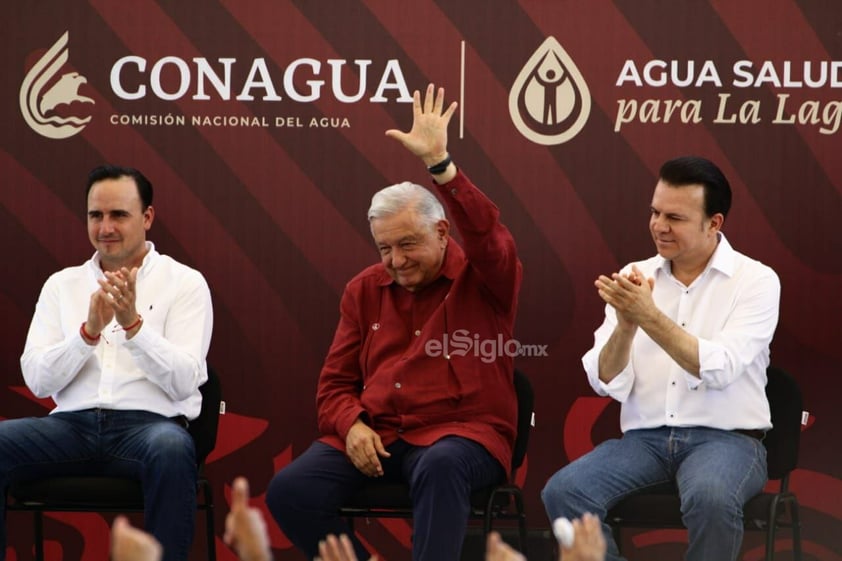 López Obrador, Sheinbaum y gobernadores de Coahuila y Durango supervisan Agua Saludable