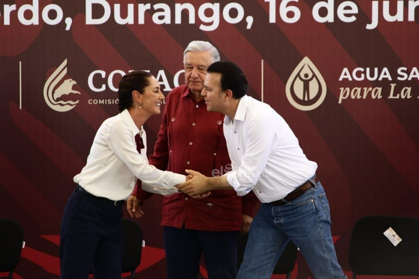 López Obrador, Sheinbaum y gobernadores de Coahuila y Durango supervisan Agua Saludable