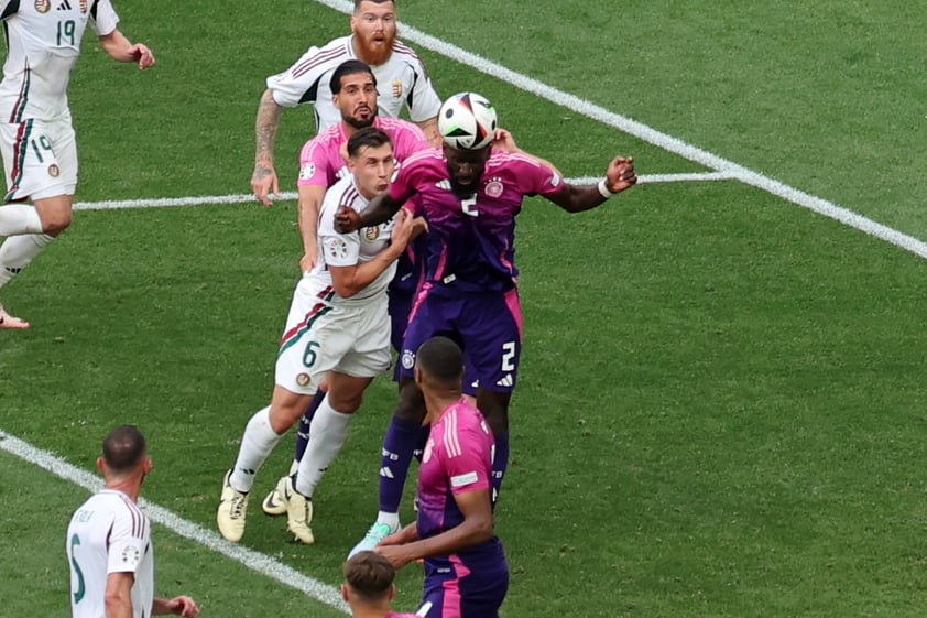 Stuttgart (Germany), 19/06/2024.- Antonio Rudiger of Germany (C) in action during the UEFA EURO 2024 Group A soccer match between Germany and Hungary, in Stuttgart, Germany, 19 June 2024. (Alemania, Hungría) EFE/EPA/MOHAMED MESSARA