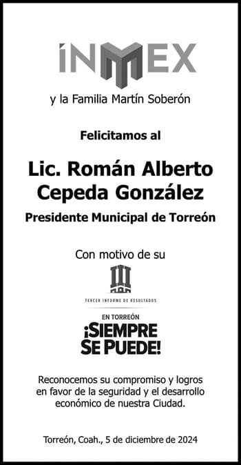 FELICITACINALPRESIDENTEMUNICIPALROMNCEPEDAPORSUTERCERINFORME