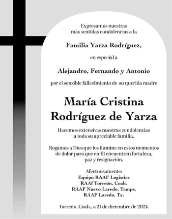 CONDOLENCIAMARIACRISTINARODRIGUEZDEYARZA