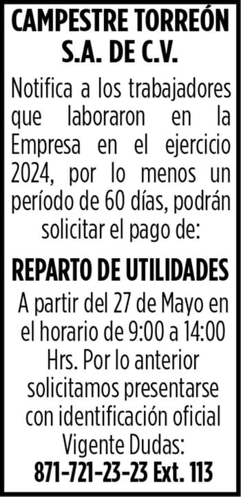 CAMPESTRETORREONUTILIDADES