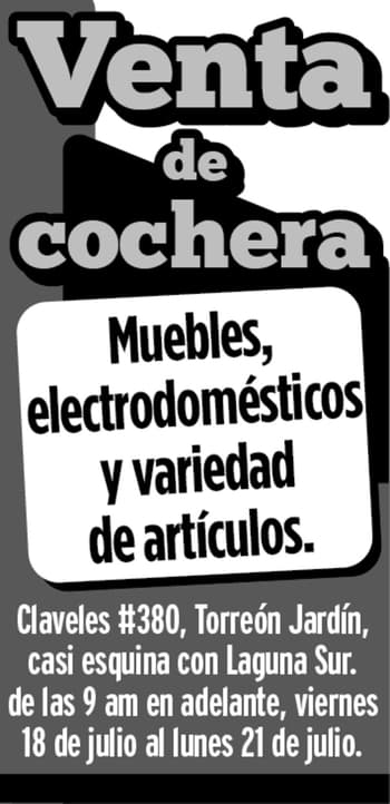VENTAcocheramueblesvariosClaveles380TorrenJardn9amDel18al21dejulio