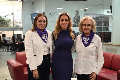 Cori Muñoz, coordinadora de El Siglo de Torreón; Verónica Martínez, senadora y Patricia González Karg de Juambelz, en la visita de la senadora a esta Casa Editora.