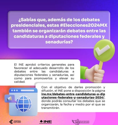 INE Durango consulta a candidatos y candidatas a Senadurías y Diputaciones si tendrán interés en participar en un debate.