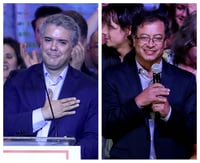 Definidos. Iván Duque (Izq.) y Gustavo Petro se verán en la segunda vuelta en Colombia. (EFE)