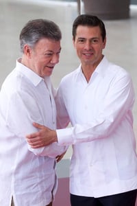El presidente Enrique Peña Nieto se reunió este martes con su homólogo de Colombia, Juan Manuel Santos, en el marco de la XIII Cumbre de la Alianza del Pacífico, que se lleva a cabo en Puerto Vallarta, Jalisco. (ARCHIVO)