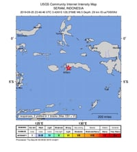 El Servicio Geológico de Estados Unidos informó que el epicentro del temblor se ubicó en tierra firme a 37 kilómetros al noreste de Ambon, la capital de la provincia de Maluku.