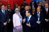 Márquez Colín en la inauguración de la Feria de Hannover. (EFE)