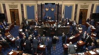 Los demócratas en el Senado presentaron imágenes inéditas del ataque del 6 de enero. (AP) 