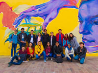 Comunidad. Integrantes del proyecto lagunero Ana juega a las escondidas, junto a otros jóvenes del GIFF Rally Universitario.