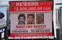 La Administración para el Control de Drogas de los Estados Unidos (DEA) colocó al capo Rafael Caro Quintero, fundador del extinto Cártel de Guadalajara, en el primer lugar de la lista de los diez fugitivos más buscados.
(ARCHIVO)