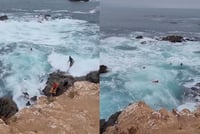 Los visitantes fueron volcados varias veces por las olas en Ensenada, Baja California (ESPECIAL)  
