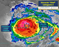 Huracán 'Olaf' se refuerza a categoría 2 sobre Los Cabos