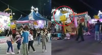 Juego mecánico se desploma sobre un puesto en feria de Nuevo León