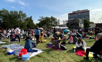 Por unas horas, miles de personas convirtieron Las Islas de Ciudad Universitaria en el mayor observatorio del eclipse anular de sol en la Ciudad de México. (EL UNIVERSAL)