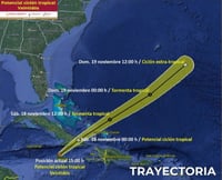 El domingo 19 de noviembre evolucionará a ciclón extra-tropical. (ESPECIAL)