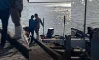 El cuerpo del hombre de mar fue llevado por sus compañeros pescadores al muelle de Yavaros. (ESPECIAL)