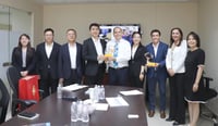 Comisión de directivos de la empresa Construcción e Ingeniería China sostiene encuentro con Claudio Mario Bres Garza, titular de la Secretaría de Economía del Estado de Coahuila. (RENÉ ARELLANO)