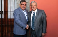 Alfonso Cepeda Salas, dirigente del SNTE, se reunió en mayo con el presidente López Obrador.