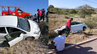 Imagen Conductor choca por alcance y termina apunto de volcarse en el ejido León Guzmán de Lerdo