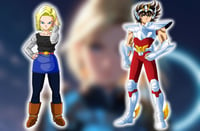 Androide 18 de Dragon Ball y Seiya de Caballeros del Zodiaco. 