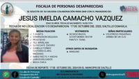 Ficha de desaparición de Imelda Camacho. (CORTESÍA)