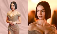 Imagen Lily Collins impacta con elegante y sensual vestido de cristales