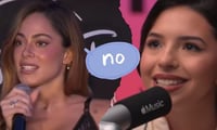 Tini genera debate en redes tras rechazar a Ángela Aguilar en rueda de prensa | Video