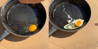 Viral VIRAL: A 45 grados, cocinan huevo estrellado al vivo Sol en Torreón