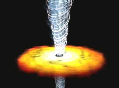 El blazar, fuente de energía muy compacta, contiene un par de chorros de plasma que emanan del agujero negro a velocidades próximas a la de la luz.
