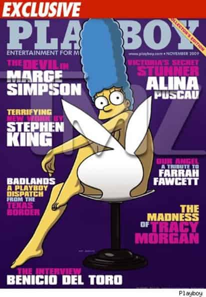 Sin pudor. Marge Simpson aparecerá en la edición de novimbre de la revista para caballeros como parte de los festejos de los 20 años de Los Simpson. ESPECIAL