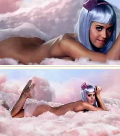 La intérprete lució diversos atuendos que hacen referencia a golosinas para el material de California Gurls. (Imagenes tomada de x17online.com)