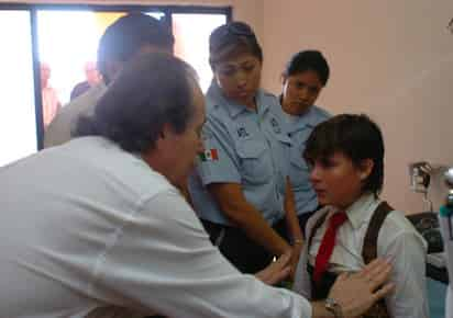 Michelito fue revisado en la enfermería del Coliseo Centenario. 