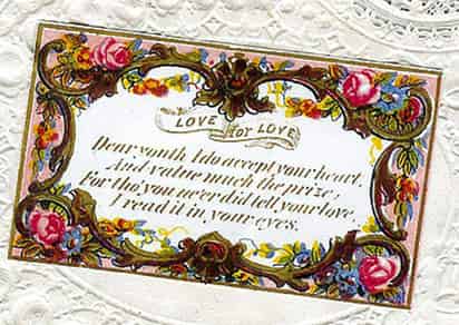 En la imagen se muestra una representación de cómo lucían las primeras tarjetas de San Valentín. (CULTURA COLECTIVA)