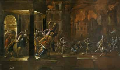 Actualmente, El incendio de Troya de Juan de la Corte, procedente de la Colección Real, se encuentra resguardado por el Museo del Prado, en Madrid, aunque no se encuentra expuesto.