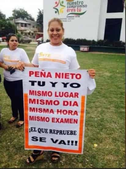 'Peña Nieto, mismo lugar, mismo día, misma hora, mismo examen, ¡El que repruebe se va!', se puede leer en el mensaje de la profesora. (ESPECIAL)