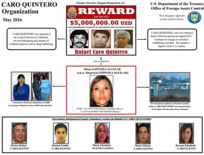 Buscados. La DEA pone entre los más buscados a tres mexicanos además también incluye a la pareja de Caro Quintero.