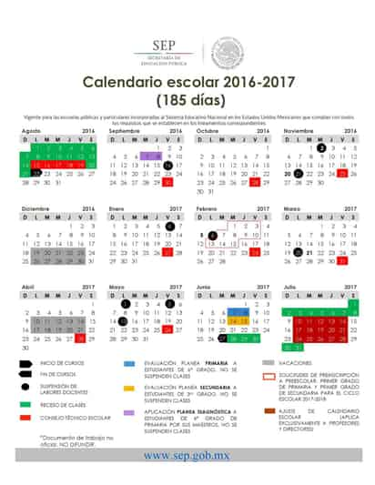 SEP publica dos calendarios