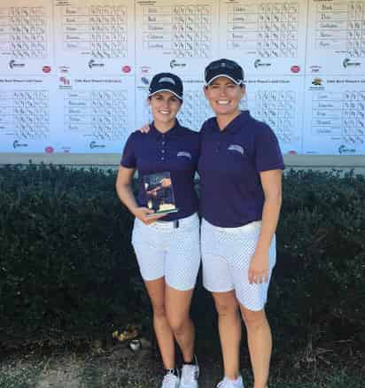 La golfista (izq.) finalizó primera en la clasificación individual. Triunfa Brenda González con Arkansas