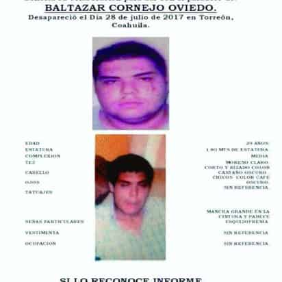 Desaparecido. El joven Baltazar Cornejo Oviedo.