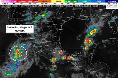 El fenómeno se localiza aproximadamente a 435 kilómetros al sur de Cabo San Lucas, Baja California Sur, informó el coordinador nacional de Protección Civil, Luis Felipe Puente, en su cuenta de Twitter.  (ESPECIAL)